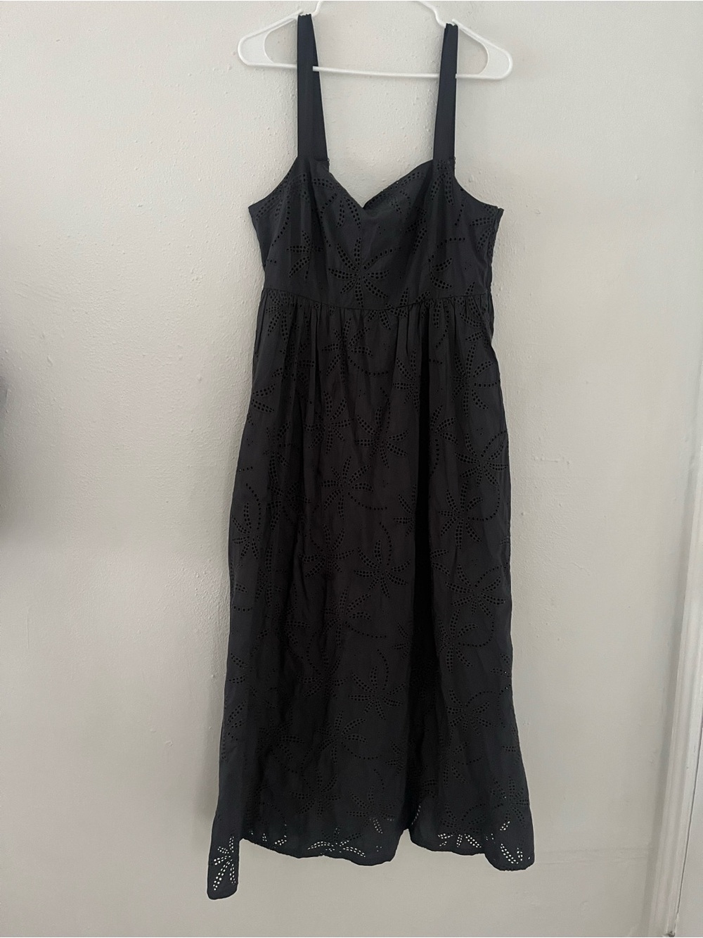 Marine Layer Black Eyelet Midi Dress with Straps